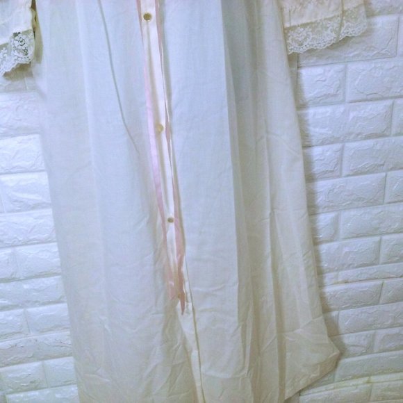 Vintage 70s-80s JCPenney Prairie Dressing Gown Robe Misses-S Pocket Button-front - Picture 7 of 11